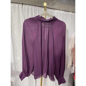 Banana Republic Purple Accordion Pleat Blouse Med NWT